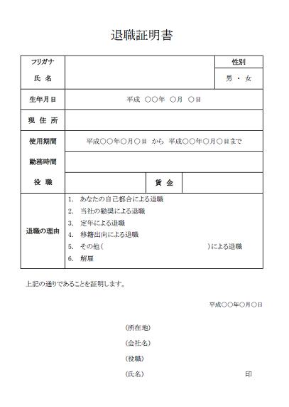 退職 証明 書 と は