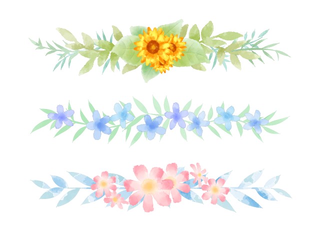 水彩の花のラインセット01 無料イラスト素材 素材ラボ