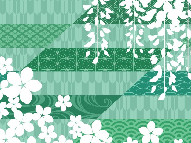 桜と藤の和風背景素材 緑 無料イラスト素材 素材ラボ