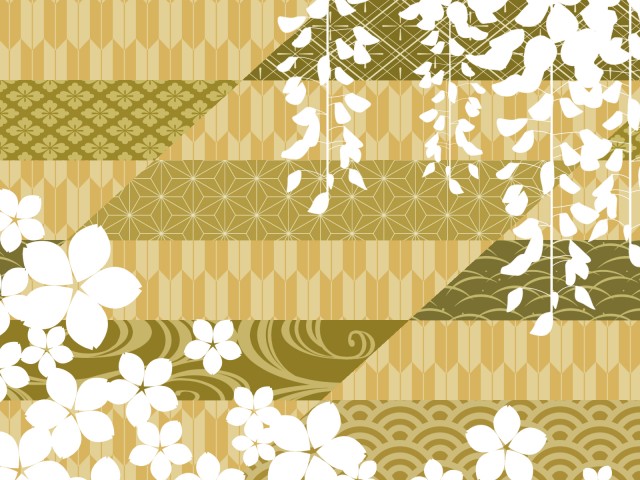 桜と藤の和風背景素材 黄色 無料イラスト素材 素材ラボ