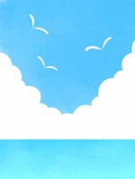 海と空と雲の背景…