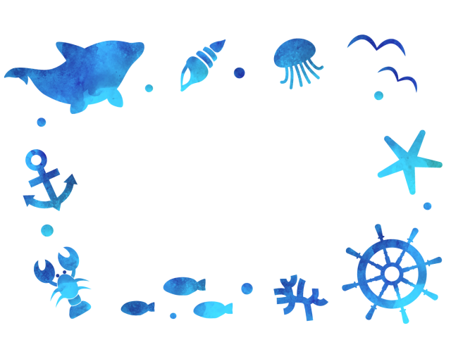 海の生き物 水彩フレーム1 無料イラスト素材 素材ラボ