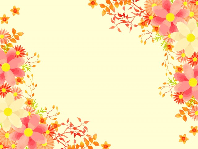 コスモスと秋の花のイラスト背景 無料イラスト素材 素材ラボ
