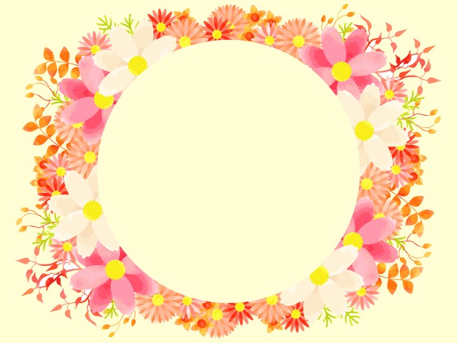 コスモスと秋の花のイラスト背景 無料イラスト素材 素材ラボ