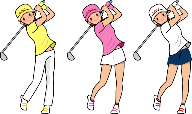 ゴルフをする女性 無料イラスト素材 素材ラボ