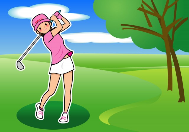 ゴルフをする女性 無料イラスト素材 素材ラボ