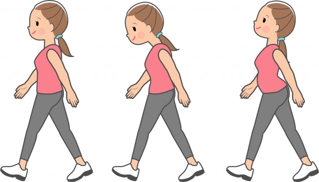 良い姿勢 悪い姿勢で歩く女性 無料イラスト素材 素材ラボ