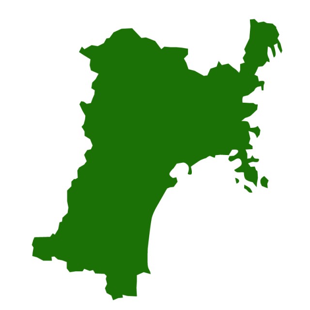 宮城県のシルエットで作った地図イラスト 緑塗り 無料イラスト素材 素材ラボ