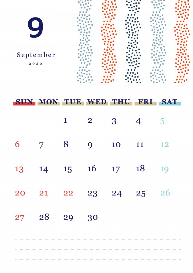 北欧風パターンの月間カレンダー 年 9月 無料イラスト素材 素材ラボ