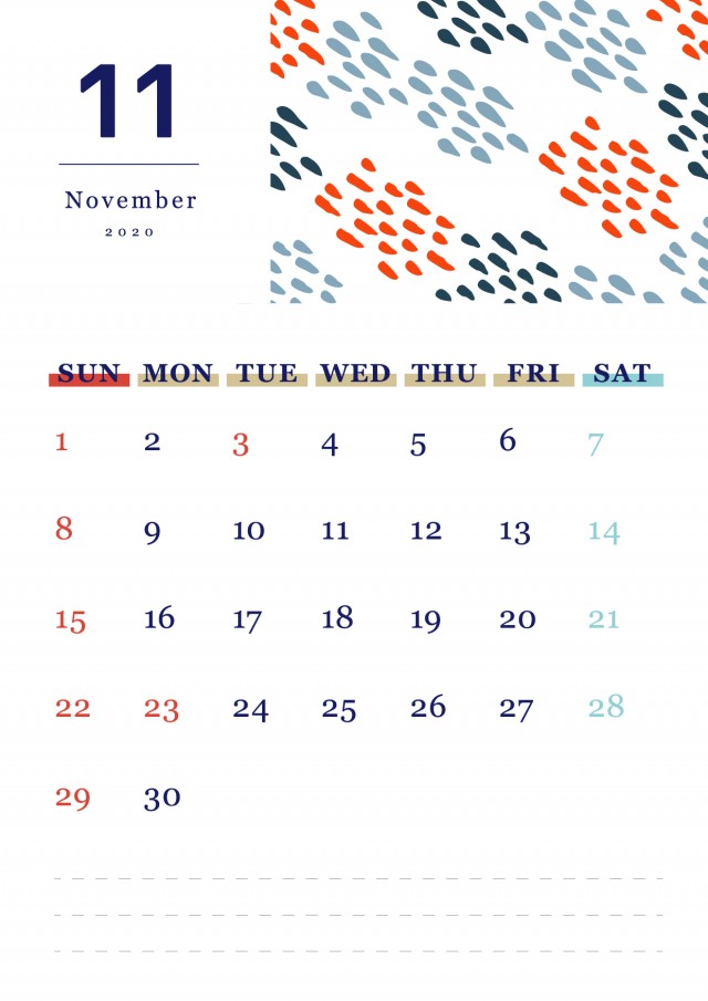 北欧風パターンの月間カレンダー 年 11月 無料イラスト素材 素材ラボ