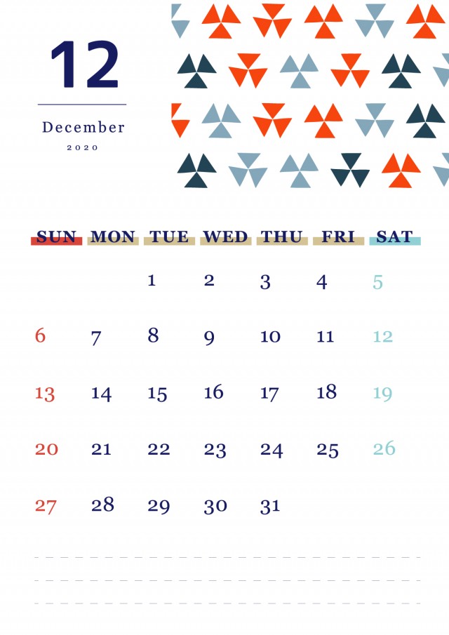 北欧風パターンの月間カレンダー 年 12月 無料イラスト素材 素材ラボ