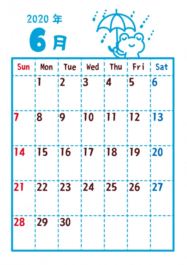 年カレンダー かえる 6月 無料イラスト素材 素材ラボ