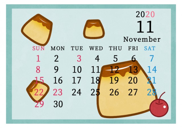 年 11月 食べ物テーマ カレンダー 無料イラスト素材 素材ラボ