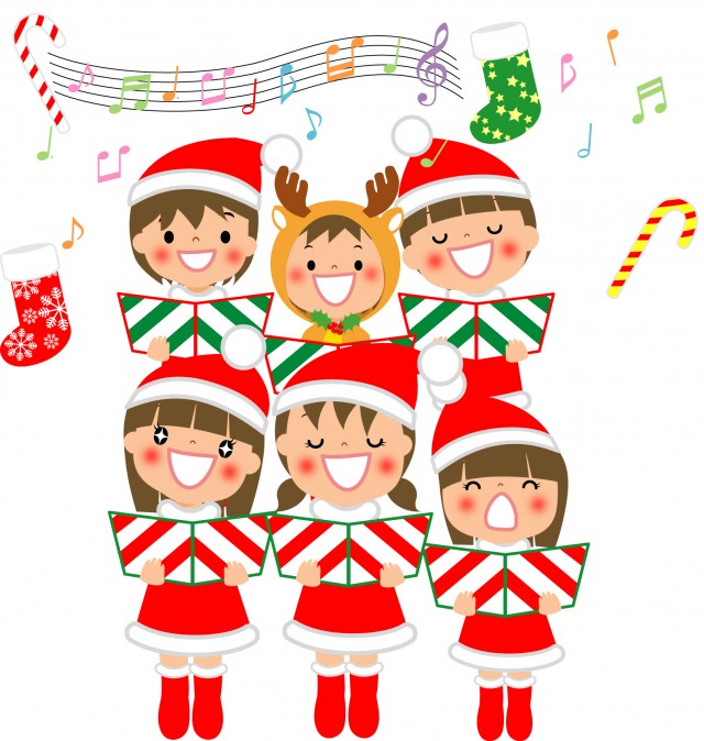 クリスマス会の合唱をする子供達 無料イラスト素材 素材ラボ