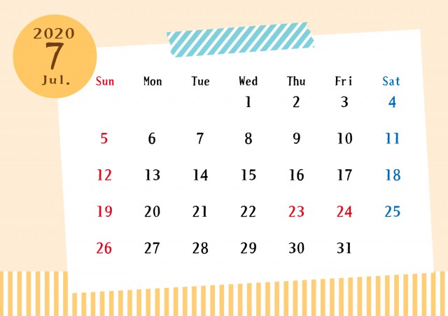 年カレンダー Sbカード風 ７月 無料イラスト素材 素材ラボ
