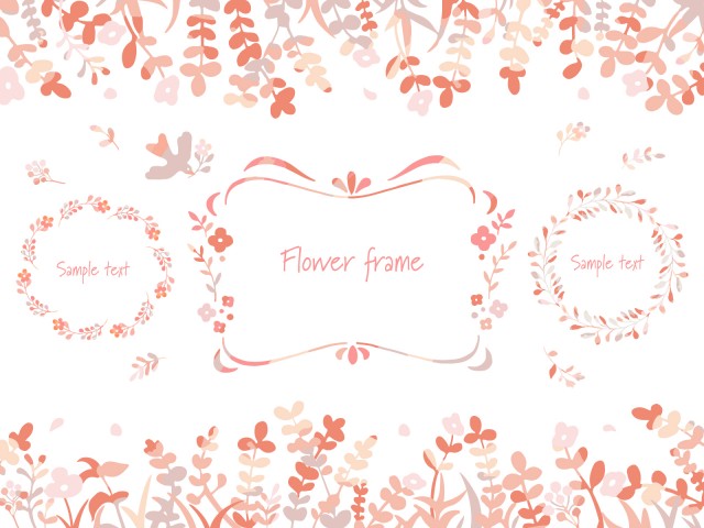 手書き 花のフレームセット 無料イラスト素材 素材ラボ