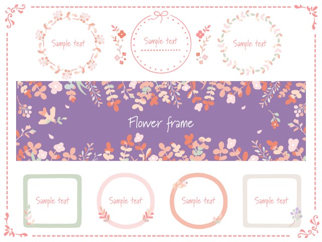 手書き 花のフレームセット2 無料イラスト素材 素材ラボ