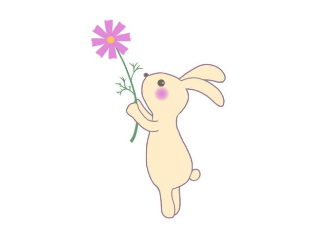 花を贈るウサギのイラスト 無料イラスト素材 素材ラボ