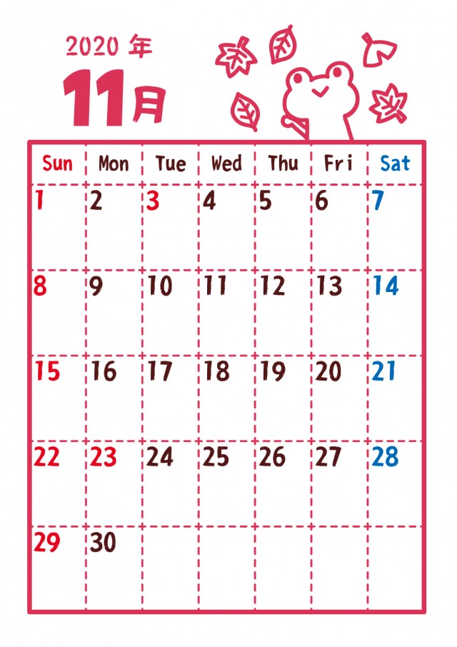 年カレンダー かえる 11月 無料イラスト素材 素材ラボ
