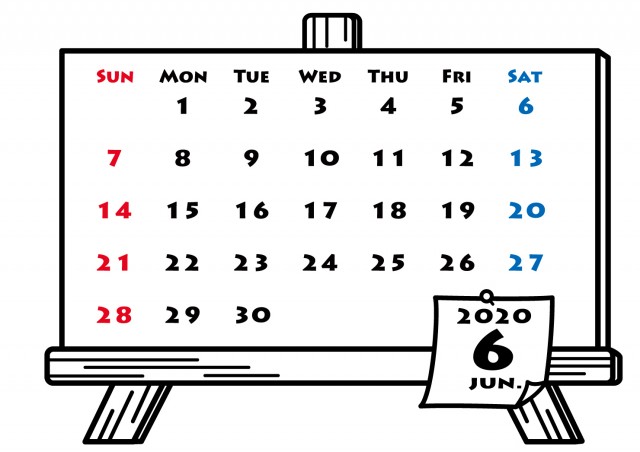 年 カレンダー モノクロフレーム ６月 無料イラスト素材 素材ラボ