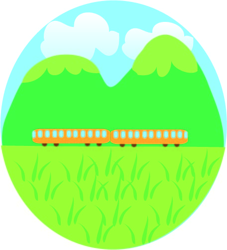 山と電車の風景 無料イラスト素材 素材ラボ