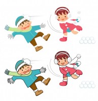 雪合戦で遊ぶ子供