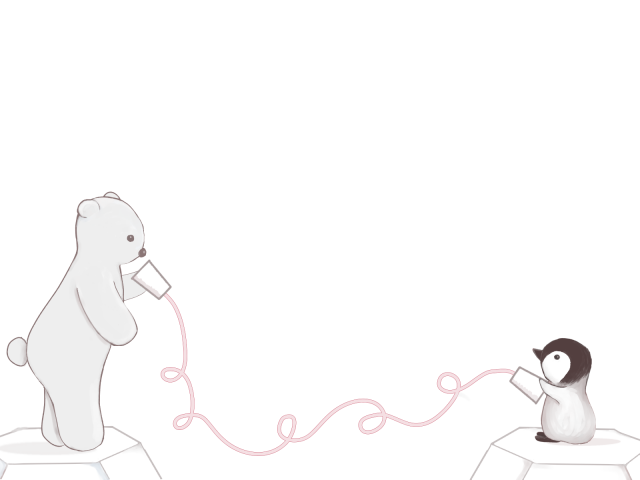 シロクマとペンギンの糸電話 無料イラスト素材 素材ラボ