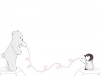 シロクマとペンギンの糸電話 無料イラスト素材 素材ラボ