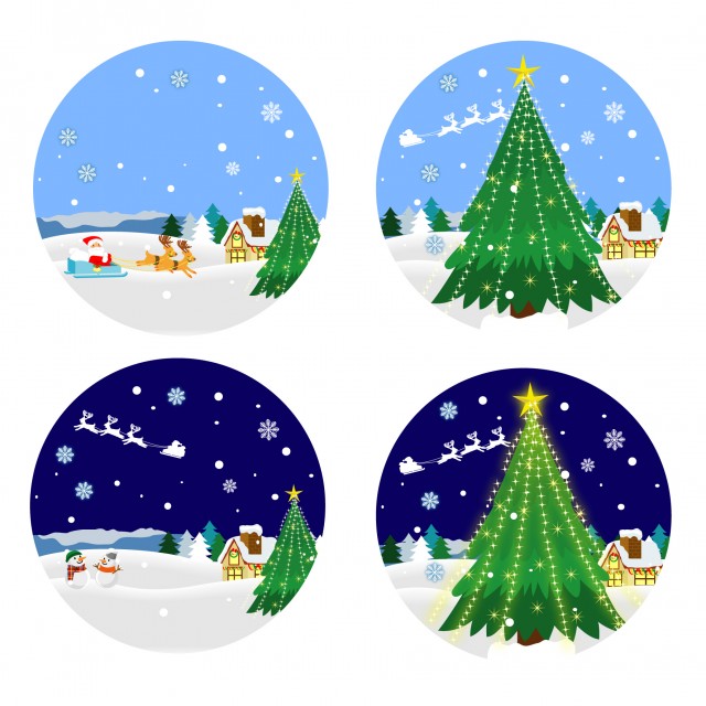 クリスマスの風景 丸形アイコン 無料イラスト素材 素材ラボ