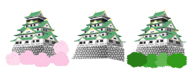 大阪城 三種 無料イラスト素材 素材ラボ