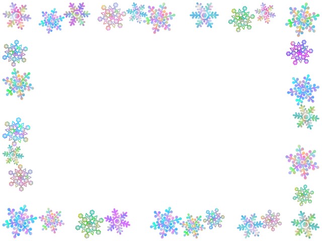 美しい雪の結晶フレームカラフル飾り枠素材 無料イラスト素材 素材ラボ