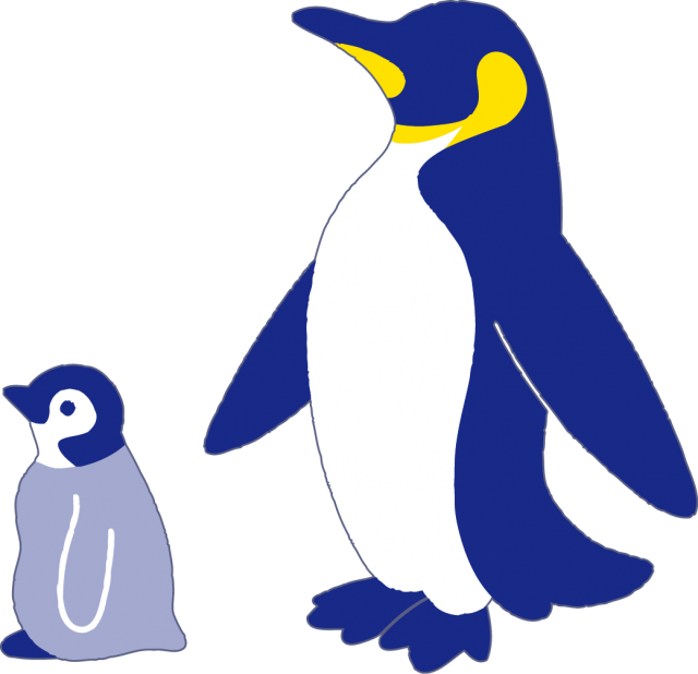 ペンギンのイラスト 親子 青 無料イラスト素材 素材ラボ