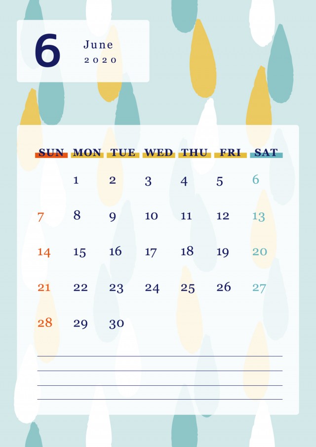 北欧風パターンの月間カレンダー 年 6月 無料イラスト素材 素材ラボ