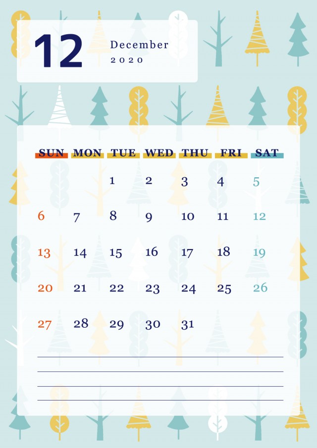北欧風パターンの月間カレンダー 年 12月 無料イラスト素材 素材ラボ
