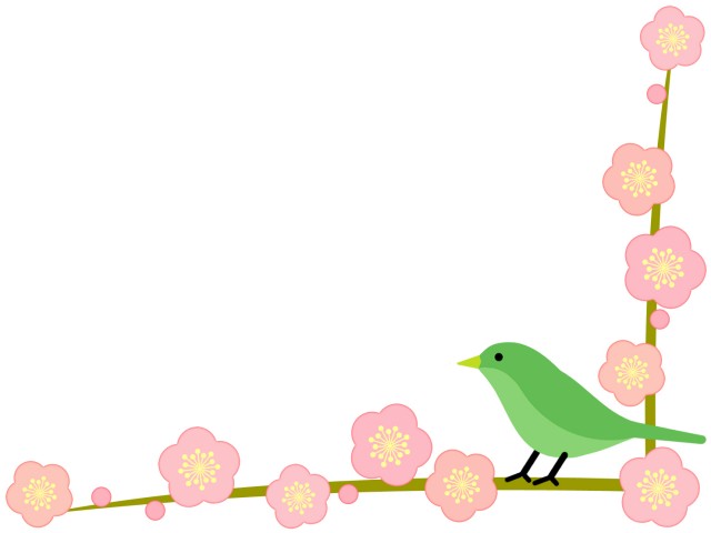 梅に鶯フレーム花模様飾り枠素材イラスト 無料イラスト素材 素材ラボ