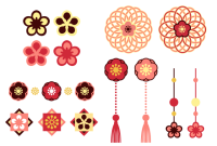 梅の花の装飾素材…