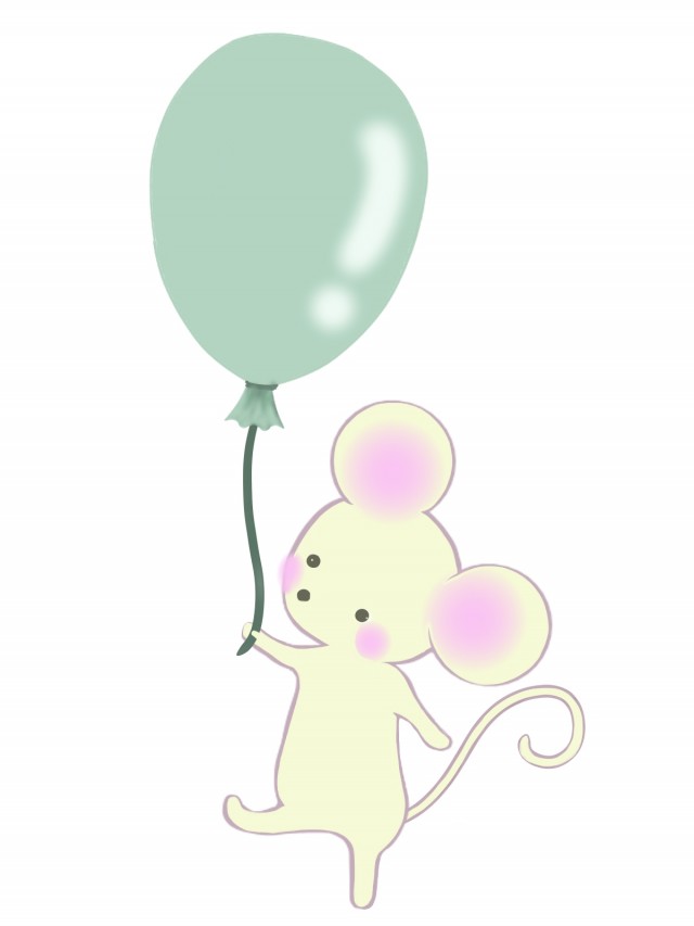 風船を持つネズミのイラスト 無料イラスト素材 素材ラボ