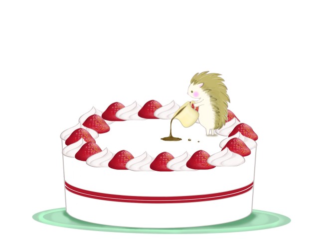 ハリネズミとケーキのイラスト 無料イラスト素材 素材ラボ