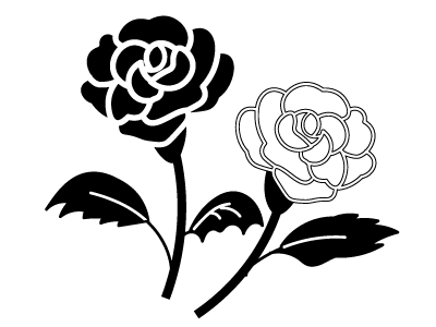白黒バラの花二輪 無料イラスト素材 素材ラボ
