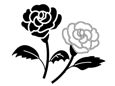 白黒バラの花二輪 | 無料イラスト素材｜素材ラボ