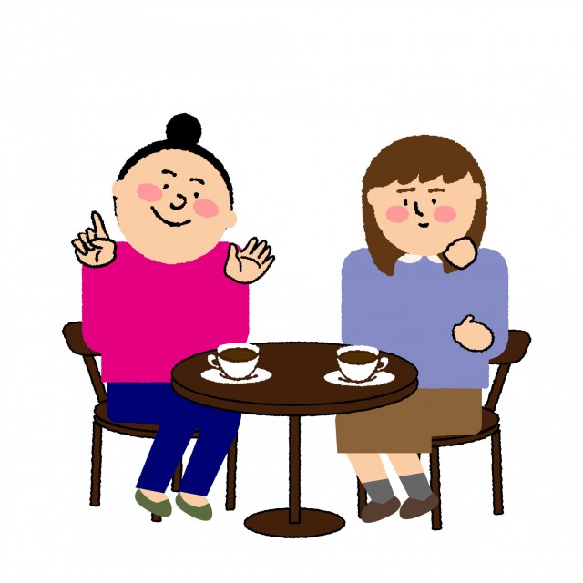 お茶する女性二人 無料イラスト素材 素材ラボ