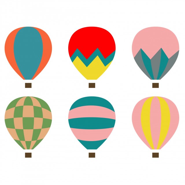 気球6色セット 無料イラスト素材 素材ラボ