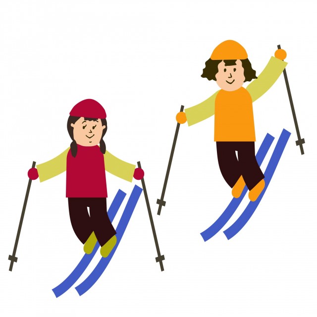 スキーを楽しむ女性達 無料イラスト素材 素材ラボ