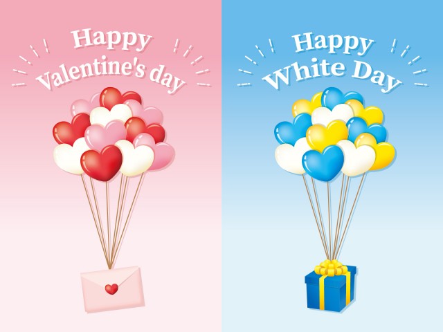 バレンタイン ホワイトデーイメージ 風船 ハート メール 手紙 ラブレター ギフトボックス チラシ Pop 無料イラスト素材 素材ラボ