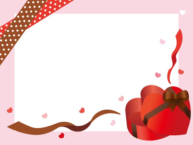 ハートのプレゼント箱から飛び出す紙吹雪とハートフレーム2 クリスマス 誕生日 バレンタイン記念日 無料イラスト素材 素材ラボ