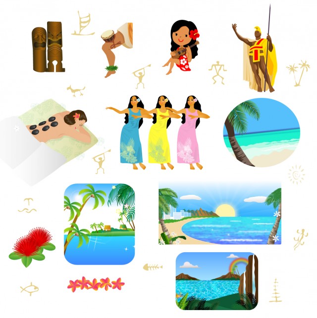 ハワイ素材2 観光 風景 無料イラスト素材 素材ラボ
