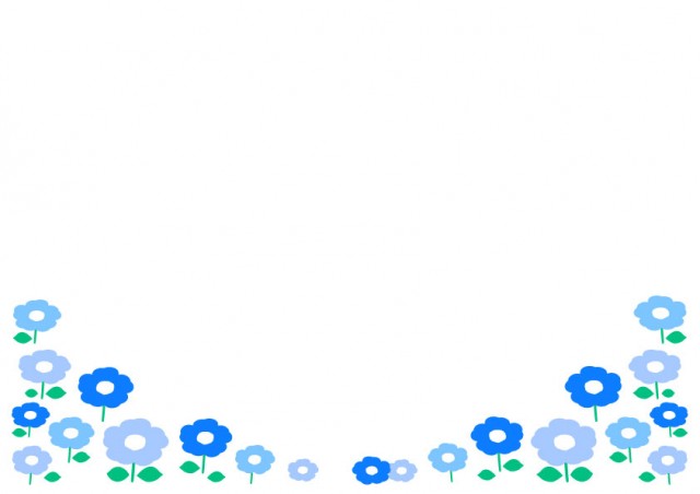 花 青と水色のお花畑フレーム 無料イラスト素材 素材ラボ