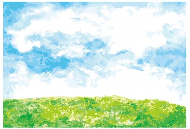 空と草原イメージ 水彩画 背景素材 無料イラスト素材 素材ラボ