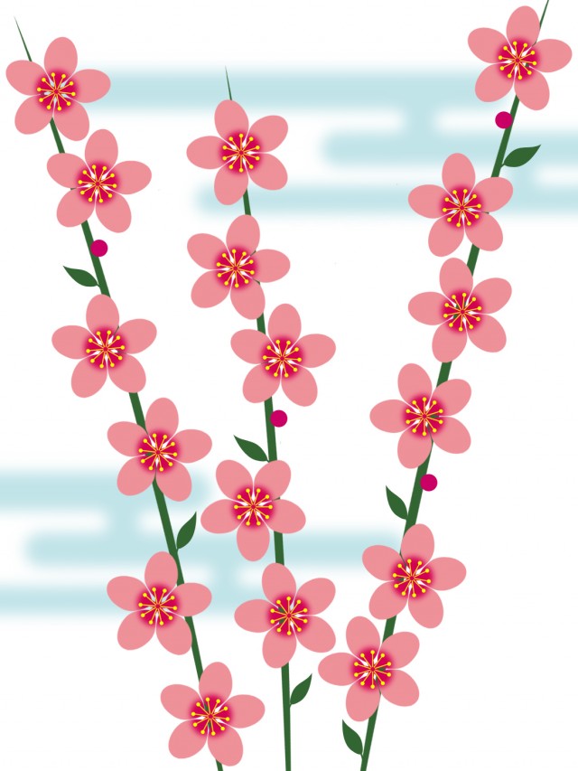 桃の花模様壁紙シンプル背景素材イラスト 無料イラスト素材 素材ラボ