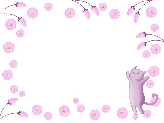 桜と猫のフレーム 無料イラスト素材 素材ラボ
